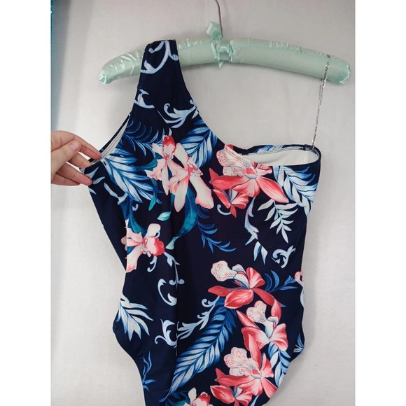 NWOT Carmen Marc Valvo Swimwear One Piece One Shoulder Keyhole Swimsuit Size 14 - Picture 9 of 13